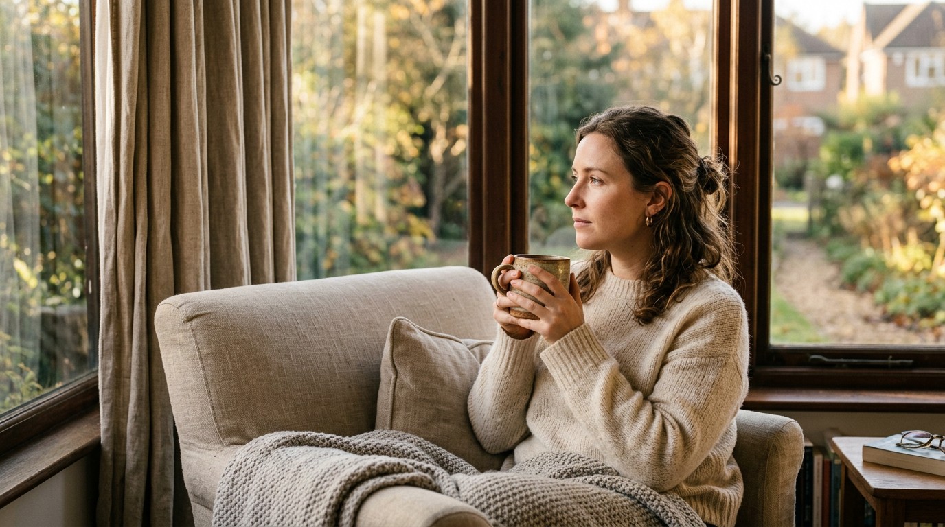 A woman reflects on the financial journey and the frozen egg transfer cost from her living room.