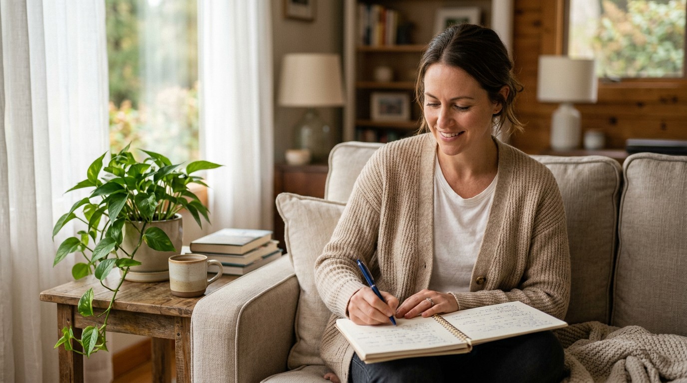A woman writes down questions about assisted zona hatching to ask her fertility clinic.
